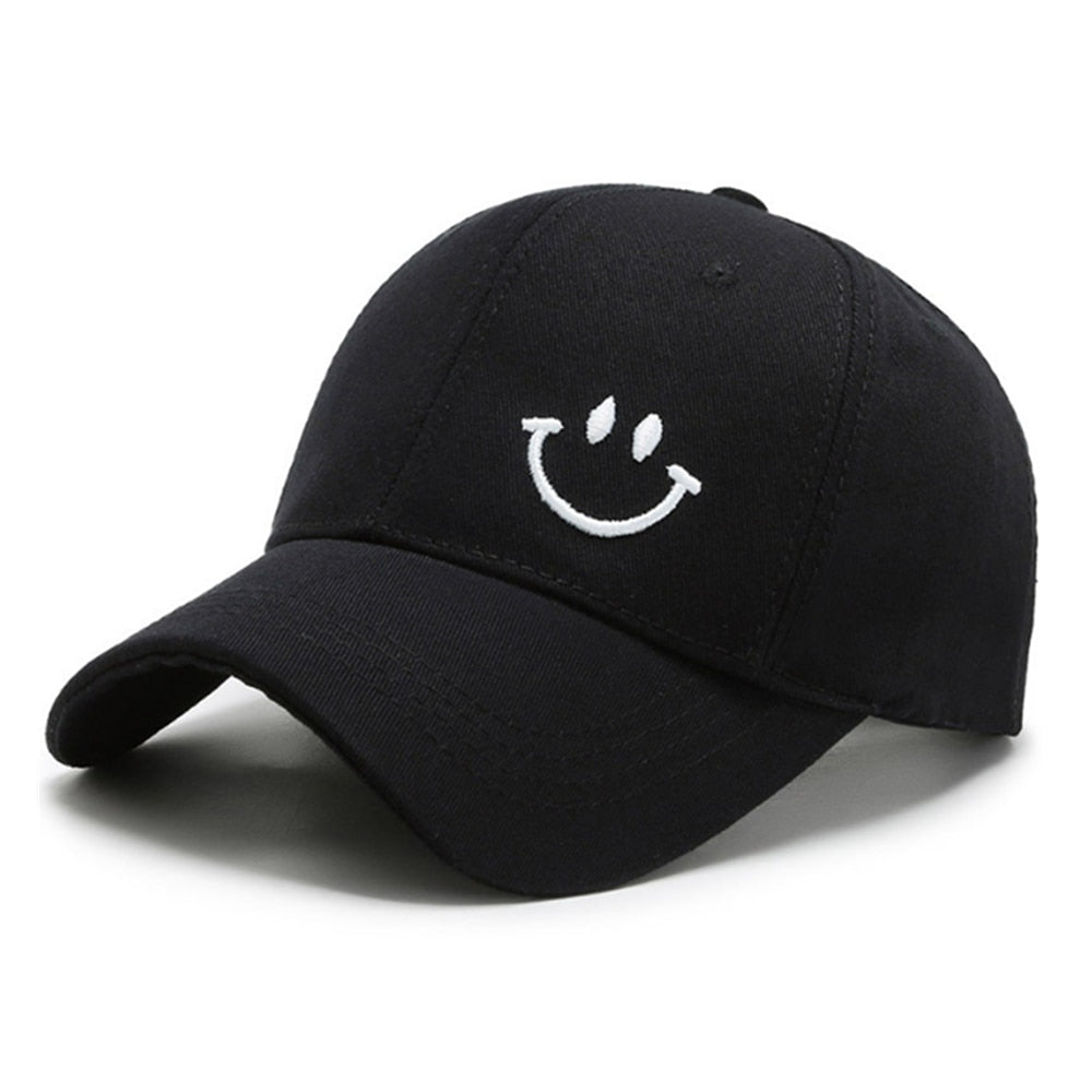 Small Smiley Black Unisex Cotton Caps - Capwale
