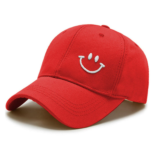 Small Smiley Red Unisex Cotton Caps - Capwale