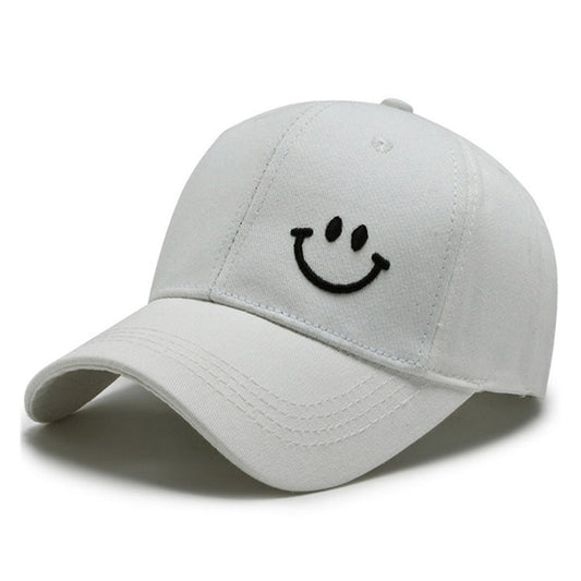 Small Smiley White Unisex Cotton Caps - Capwale