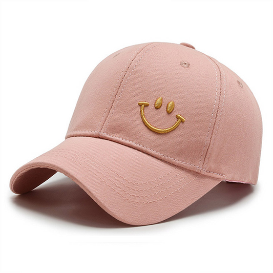 Small Smiley Pink Unisex Cotton Caps - Capwale